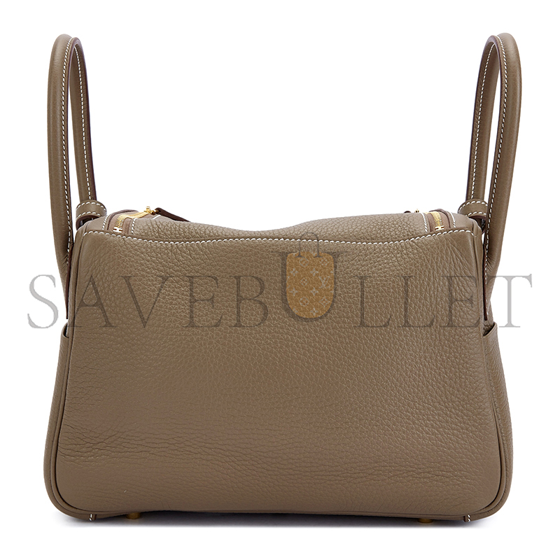 HERMÈS LINDY 26 CLEMENCE ÉTOUPE GOLD HARDWARE (26*18*12cm)